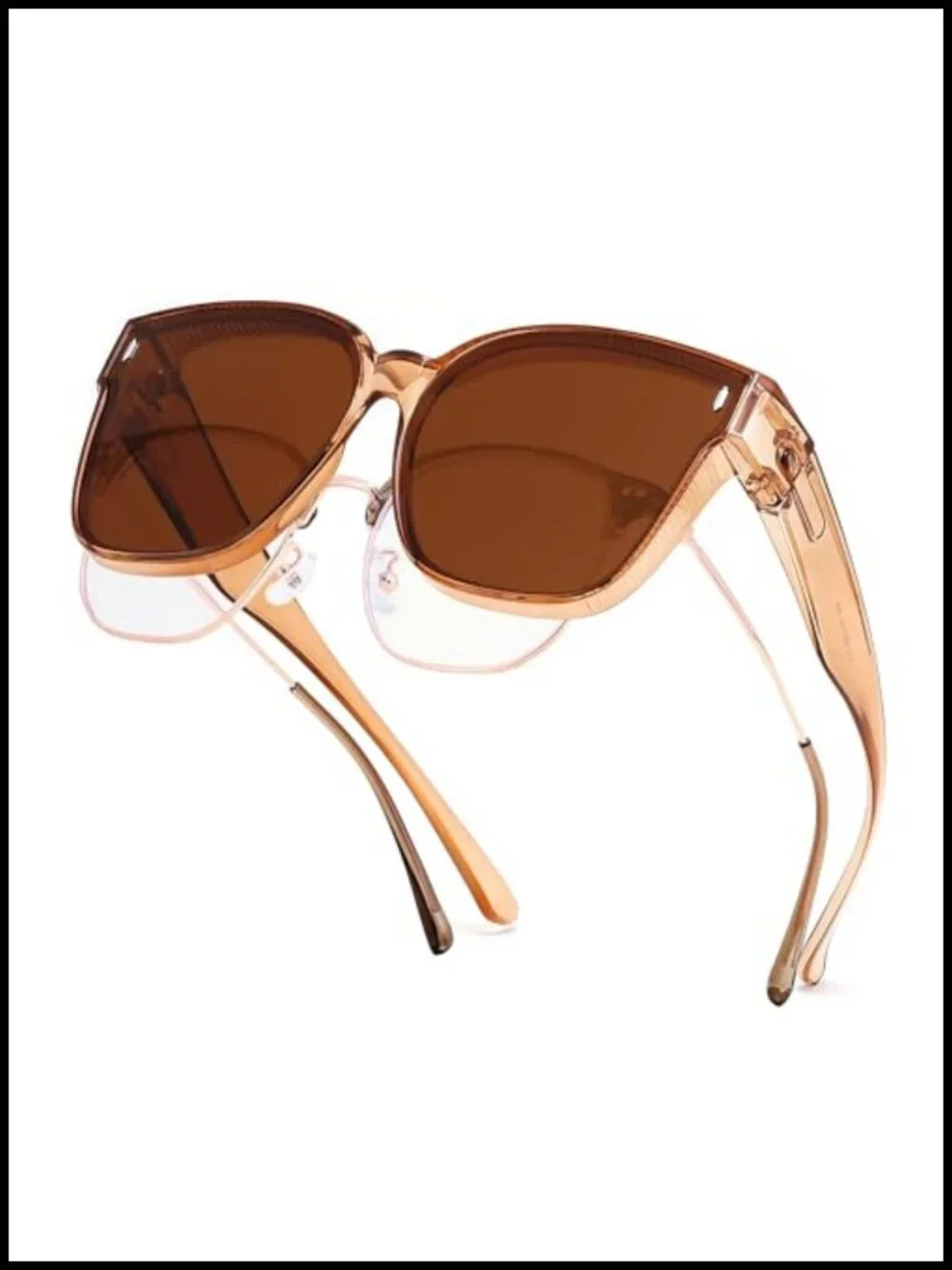 Polarized Fit Over Sunglasses Oversized Square Shades TR90 Frame